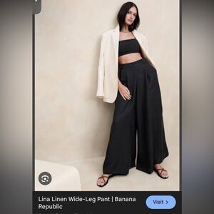 Banana Republic Black Wide-Leg Linen Pants
